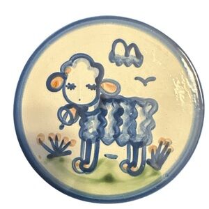 M.A. Hadley Pottery Lamb Trivet or Wall Hanging Hand Painted
Signed 6.25"